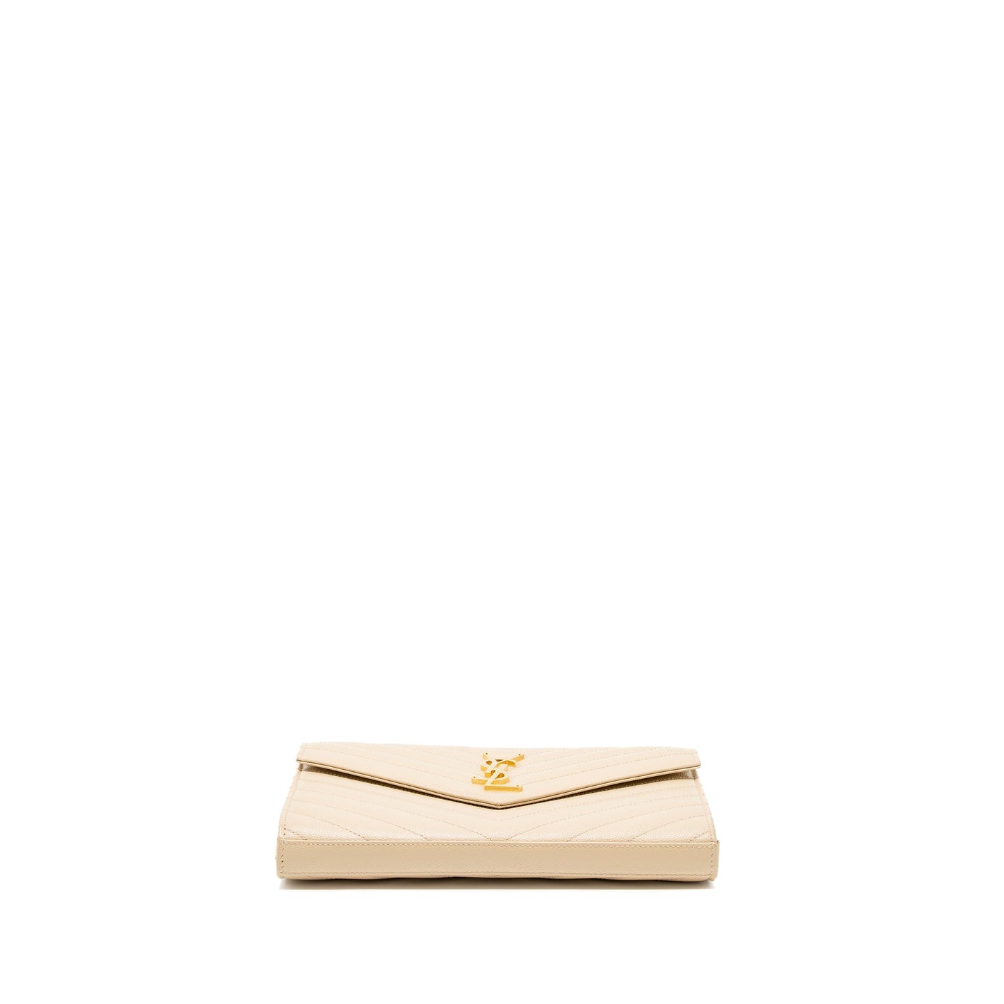 Saint Laurent Cassandre Matelasse Chain Wallet Grained Calfskin Beige