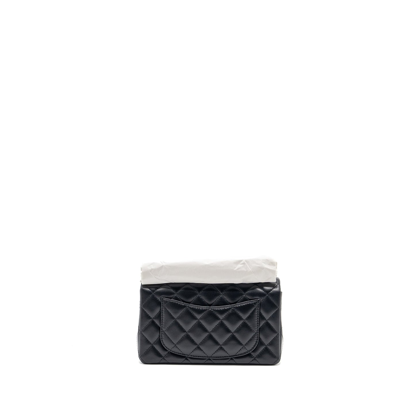 Chanel mini rectangular flap bag lambskin black  (microchip)