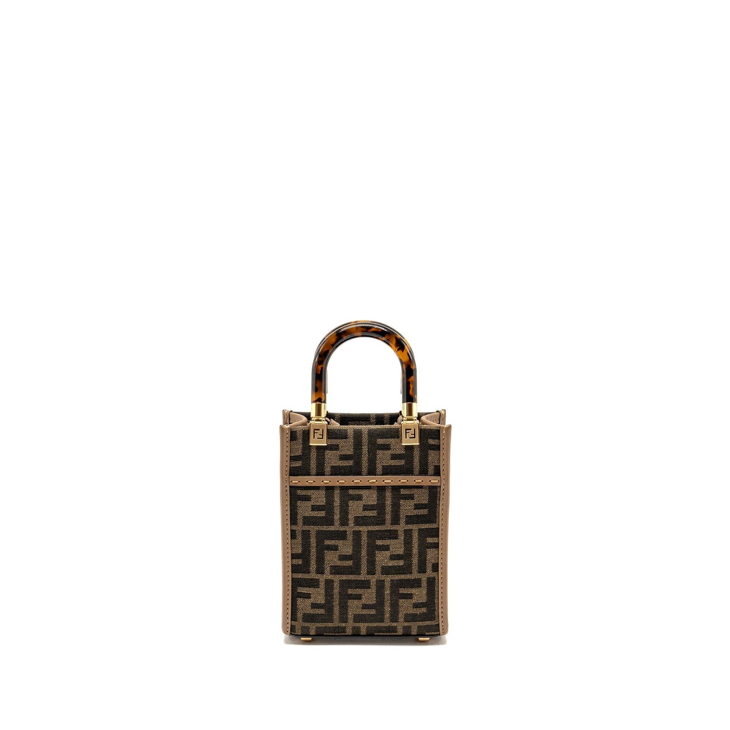 Fendi Mini Sunshine Shopper Purse Canvas/Calfskin Brown