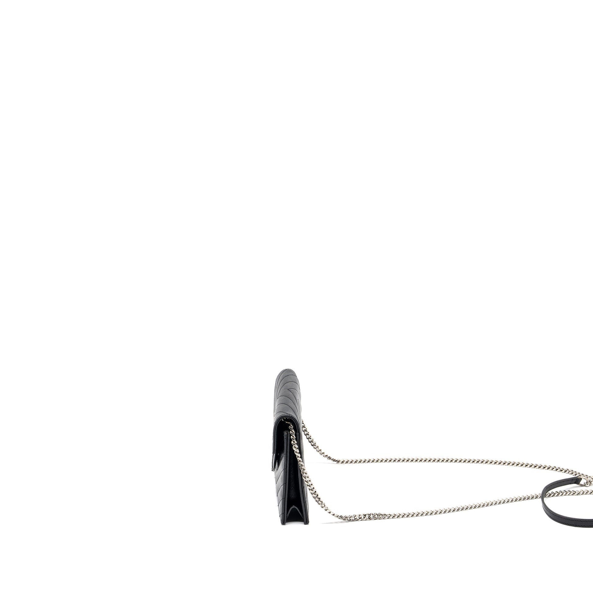 Saint Laurent Envelope Wallet on Chain Grained Calfskin Black