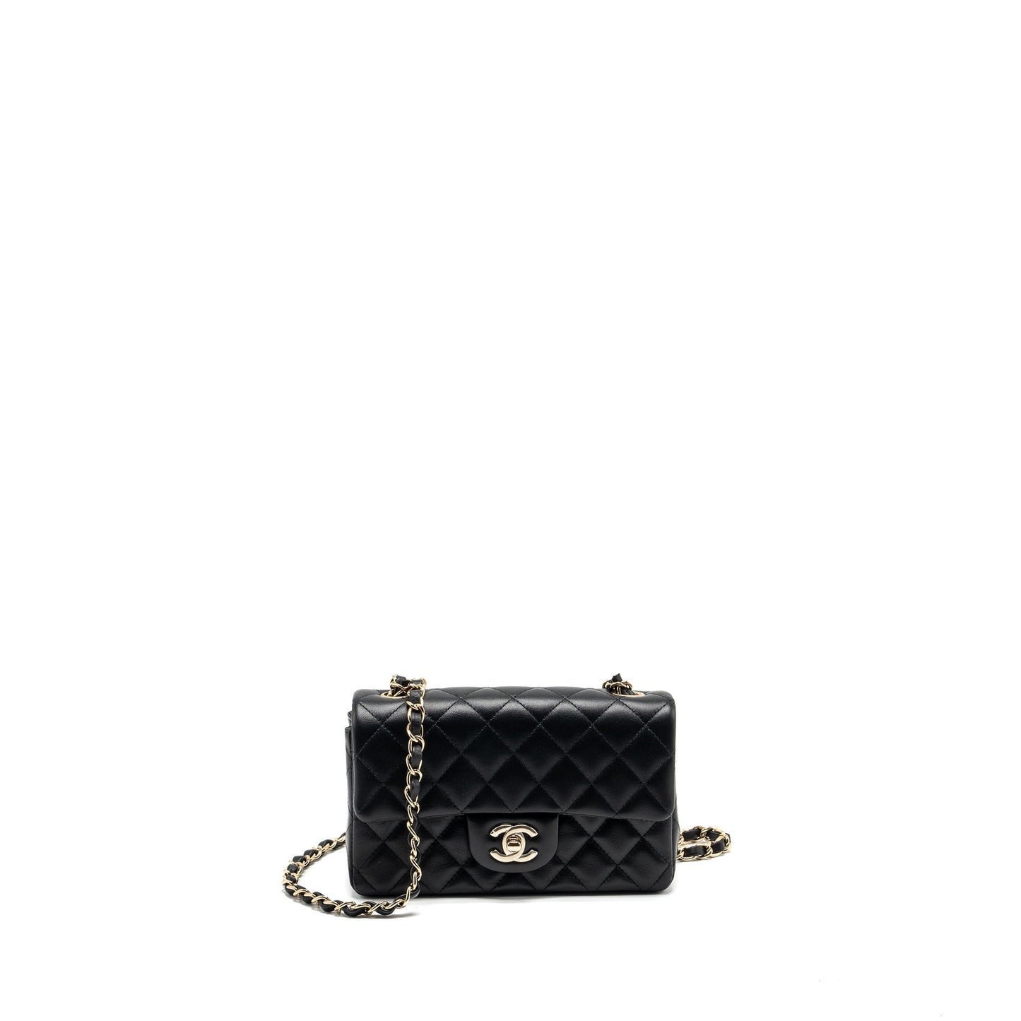 Chanel mini rectangular flap bag lambskin black L (Microchip)