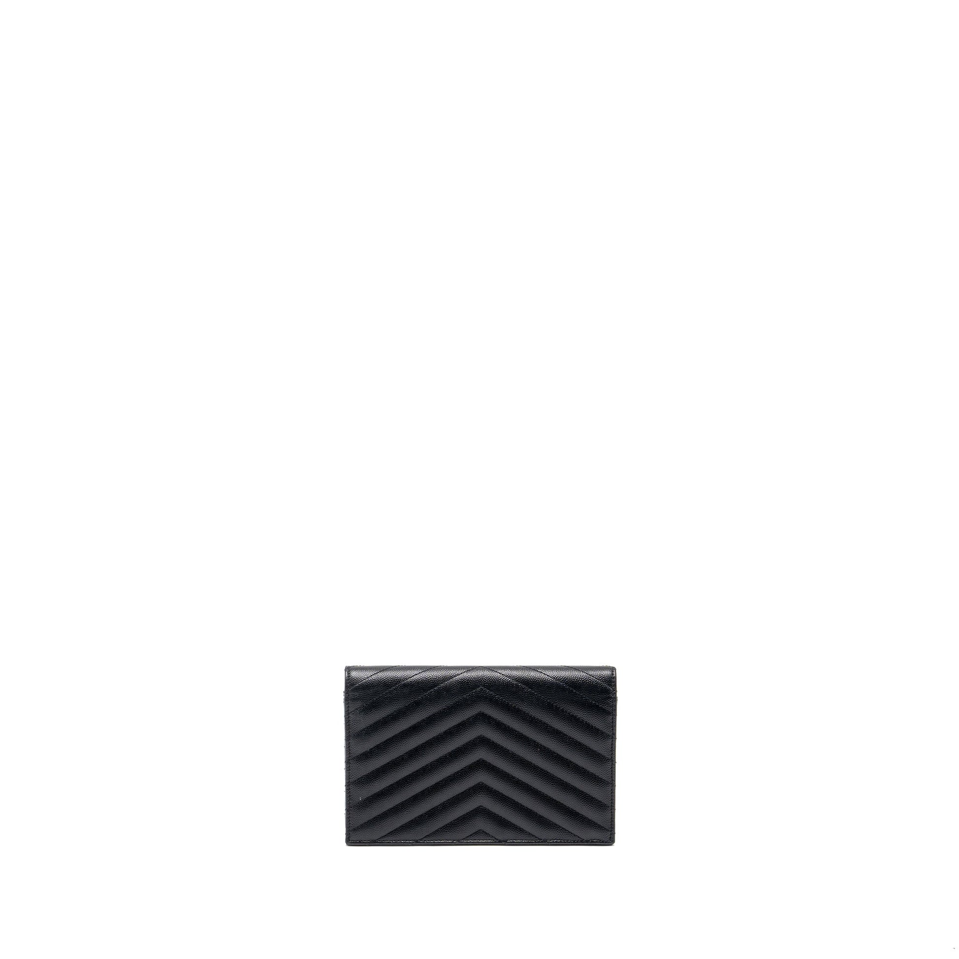 Saint Laurent Envelope Wallet on Chain Grained Calfskin Black
