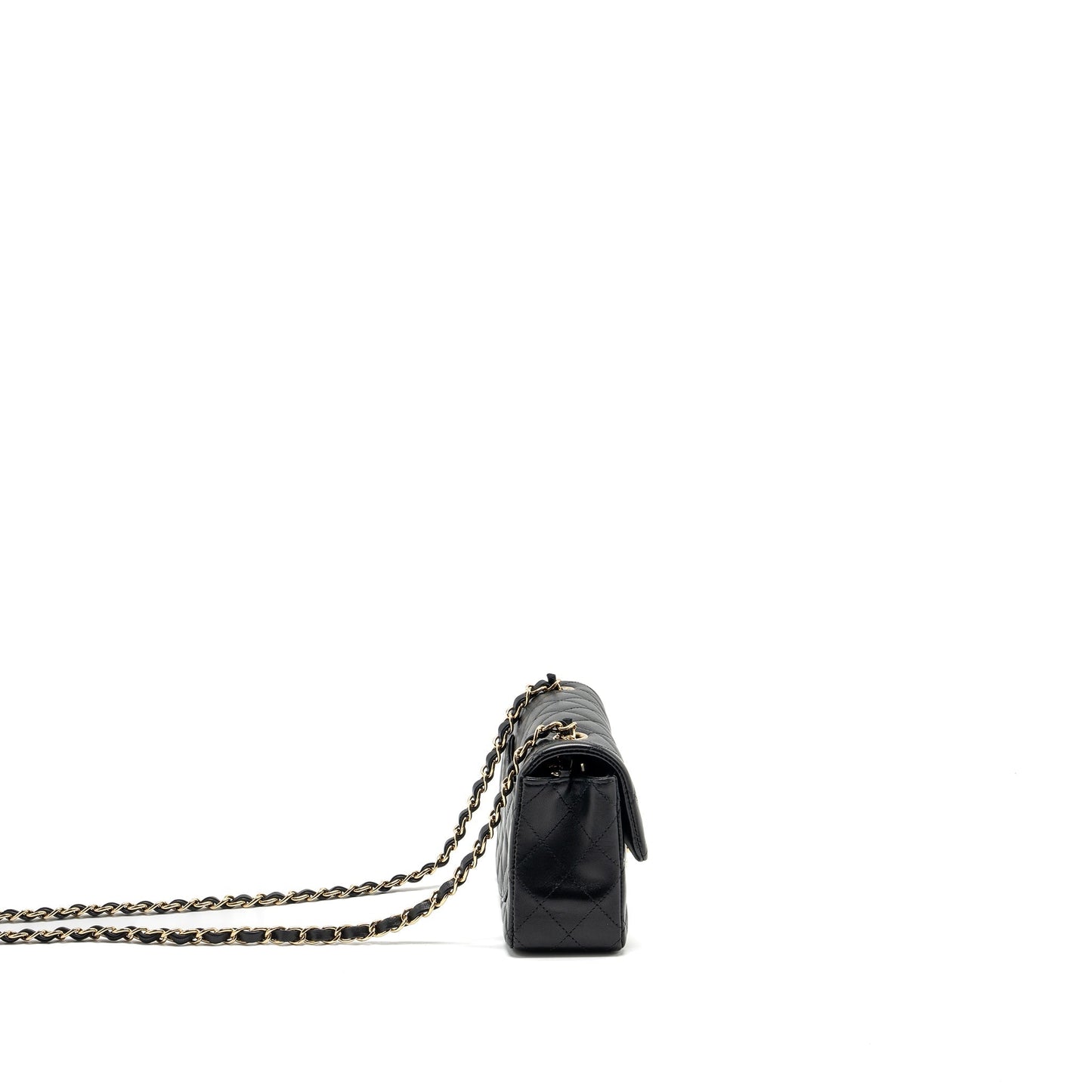 Chanel mini rectangular flap bag lambskin black L (Microchip)