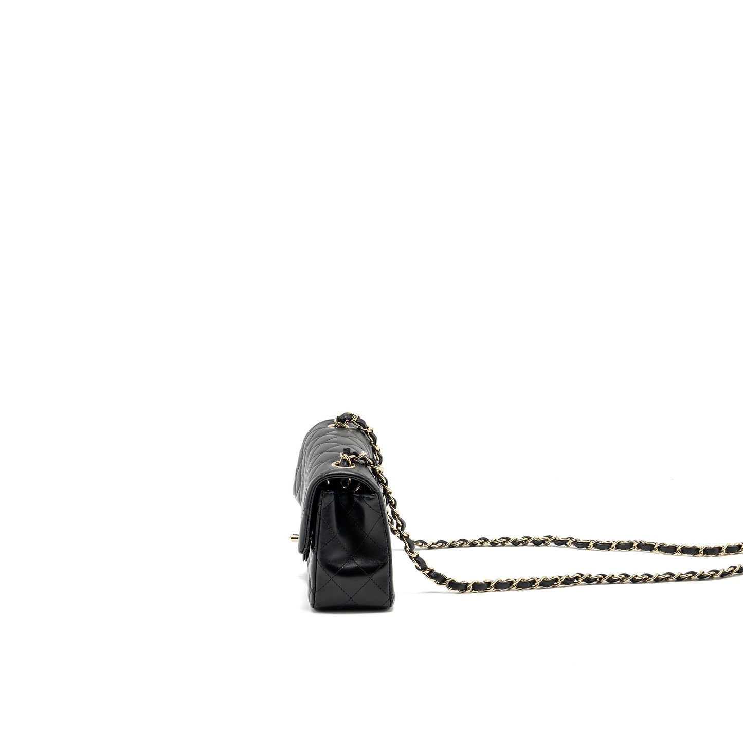 Chanel mini rectangular flap bag lambskin black L (Microchip)