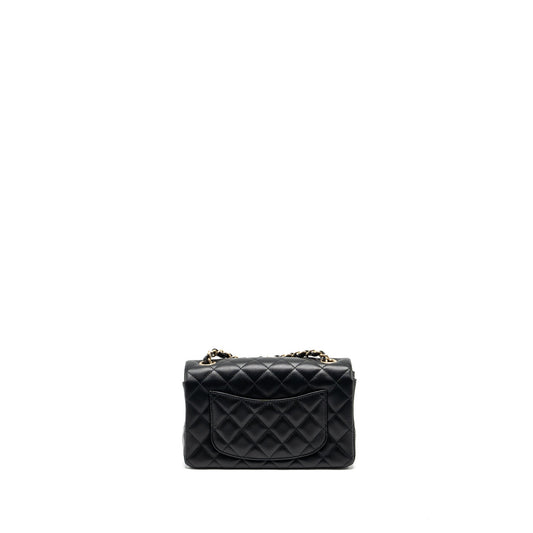 Chanel mini rectangular flap bag lambskin black L (Microchip)