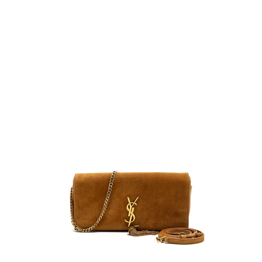 Saint Laurent Kate Tassel Crossbody Purse Suede Brown