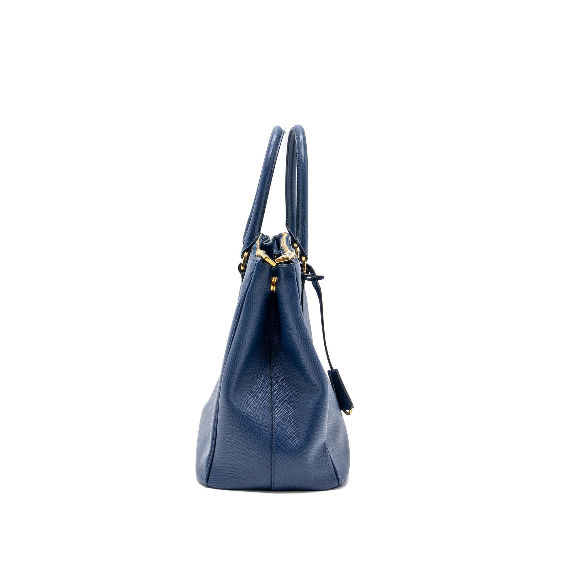 Prada double zip tote Purse saffiano calfskin blue