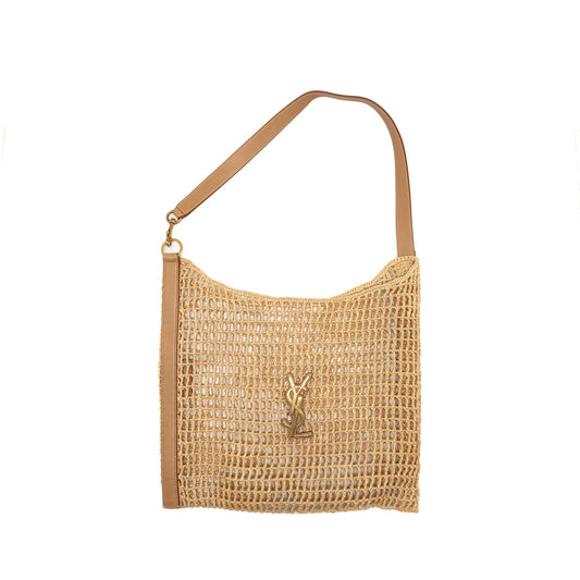 Saint Laurent/ Oxalis Crochet Mini Purse Riffia/Leather Beige