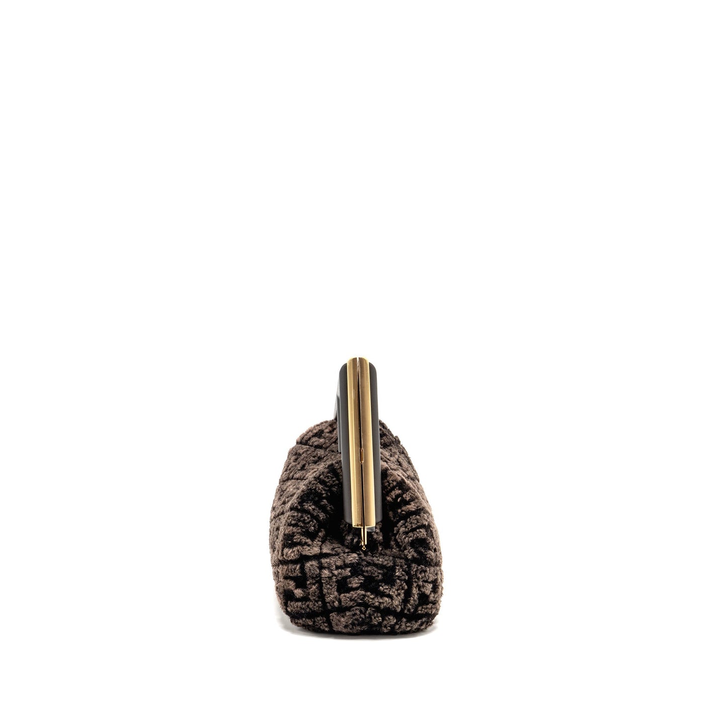 Fendi Medium Fendi First Clutch Purse Shearling Brown