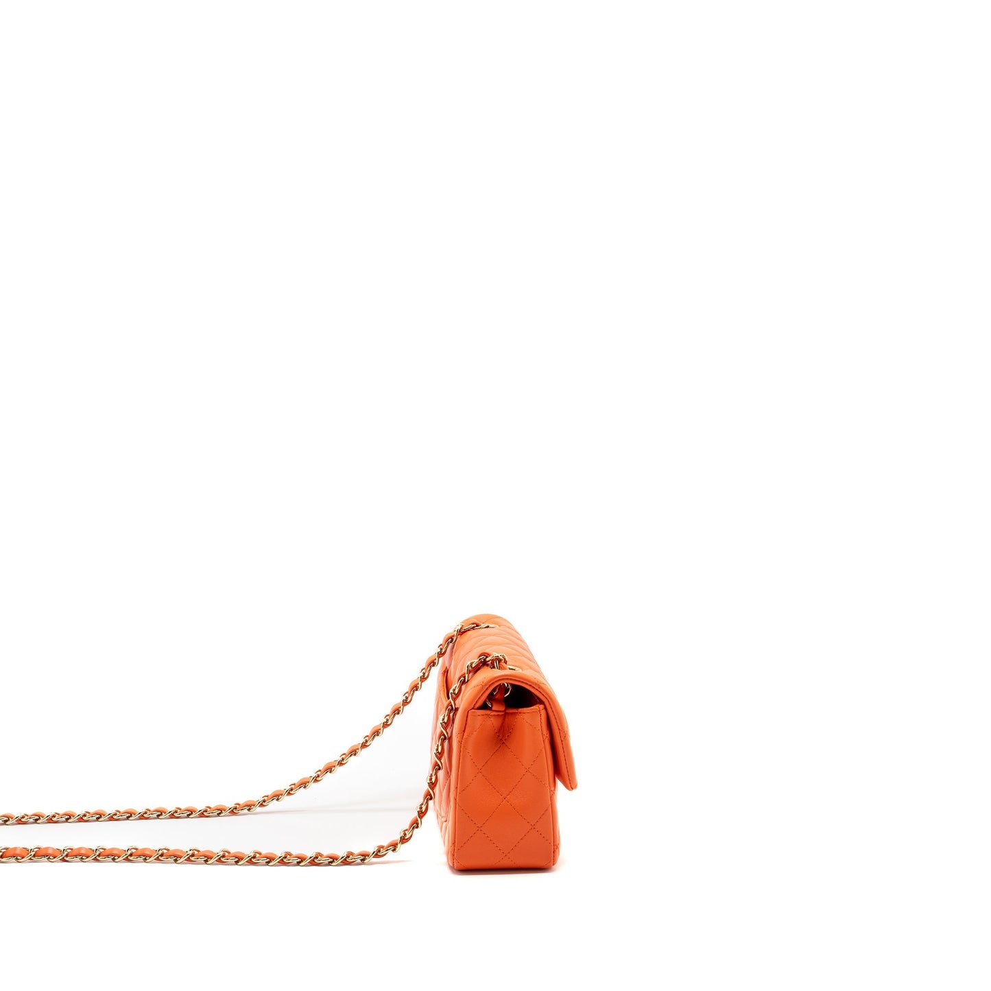 Chanel Mini Rectangular Flap Bag Lambskin Orange