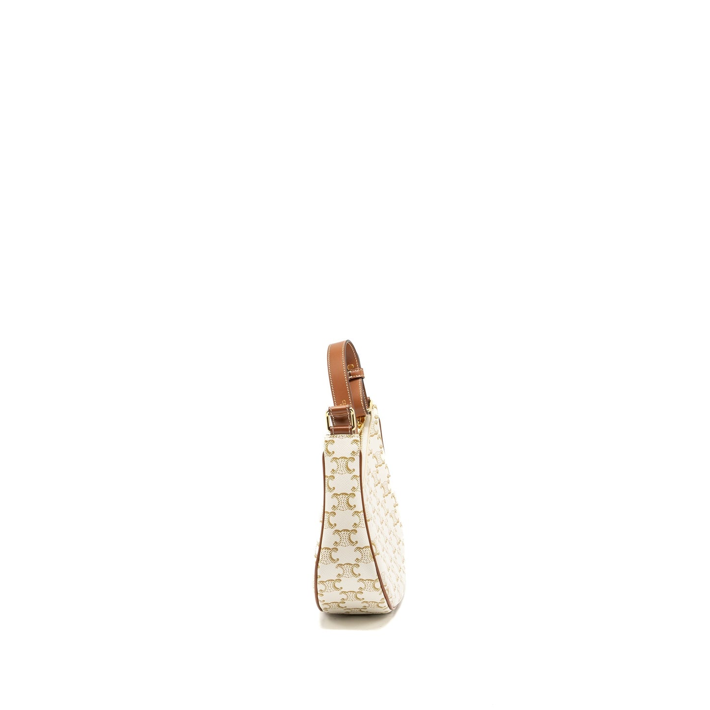 Celine Ava Bag Triomphe Canvas/Calfskin White/Brown GHW