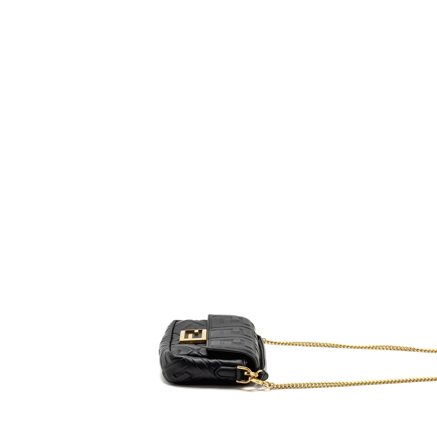 Fendi Mini Baguette Purse Motif Nappa Leather Black