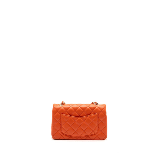 Chanel Mini Rectangular Flap Bag Lambskin Orange