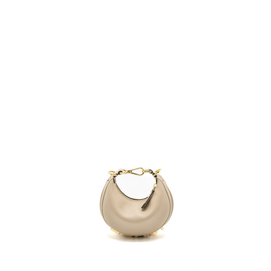Fendi Nano Fendigraphy Leather Charm Calfskin Beige