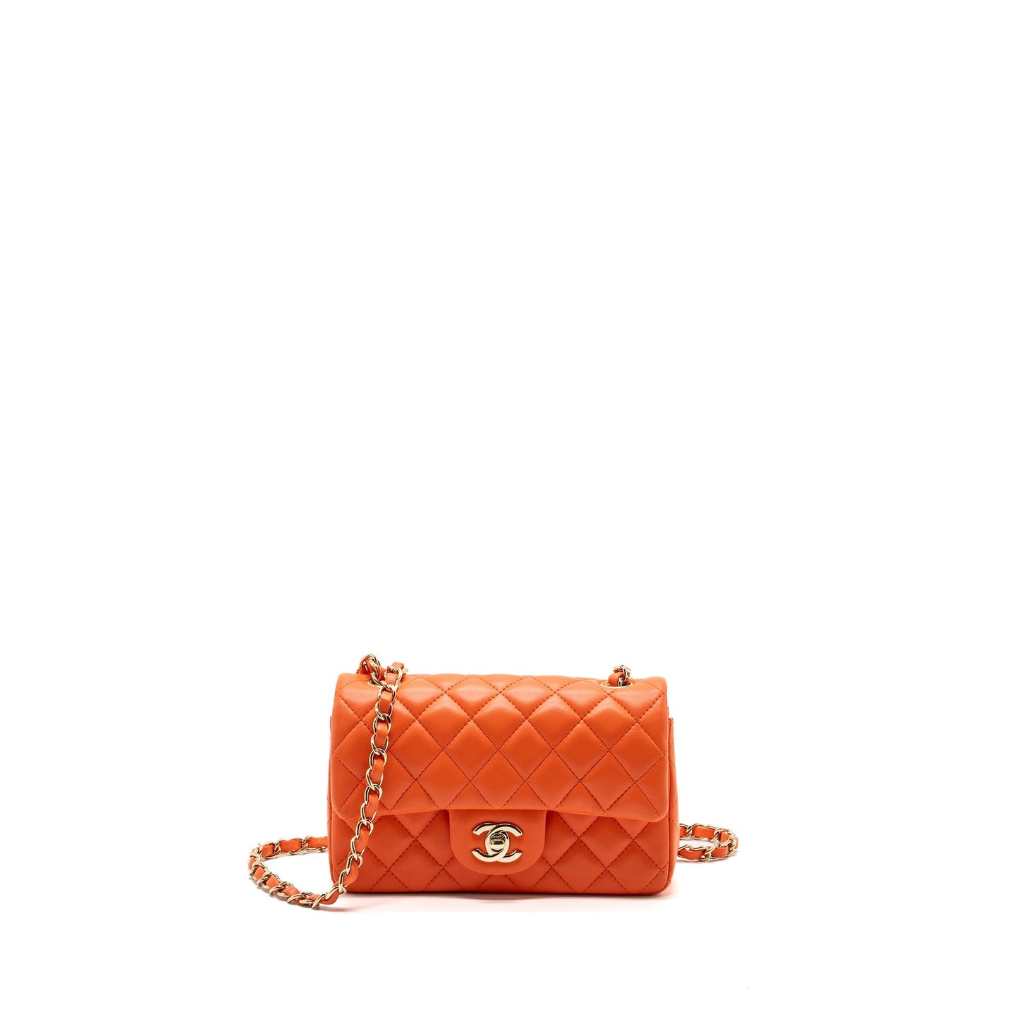 Chanel Mini Rectangular Flap Bag Lambskin Orange