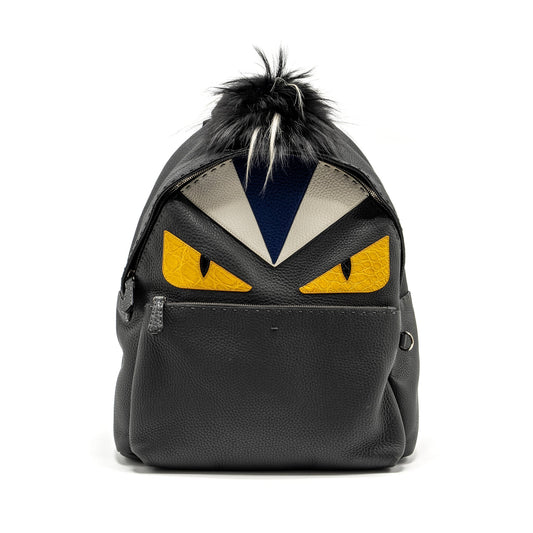 FENDI Large Backpack Calfskin/ Fur/ Crocodile Multicolor