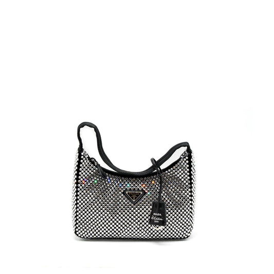 Prada Re-Edition 2000 Mini-Purse Satin/Crystal Black