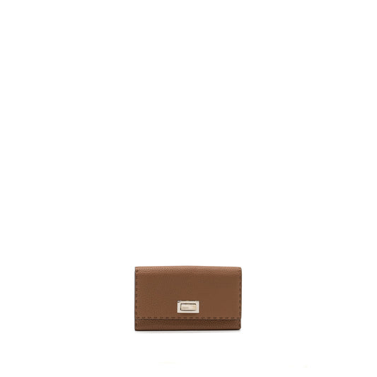 Fendi Peekaboo Continental Wallet With Topstitching Leather Brown
