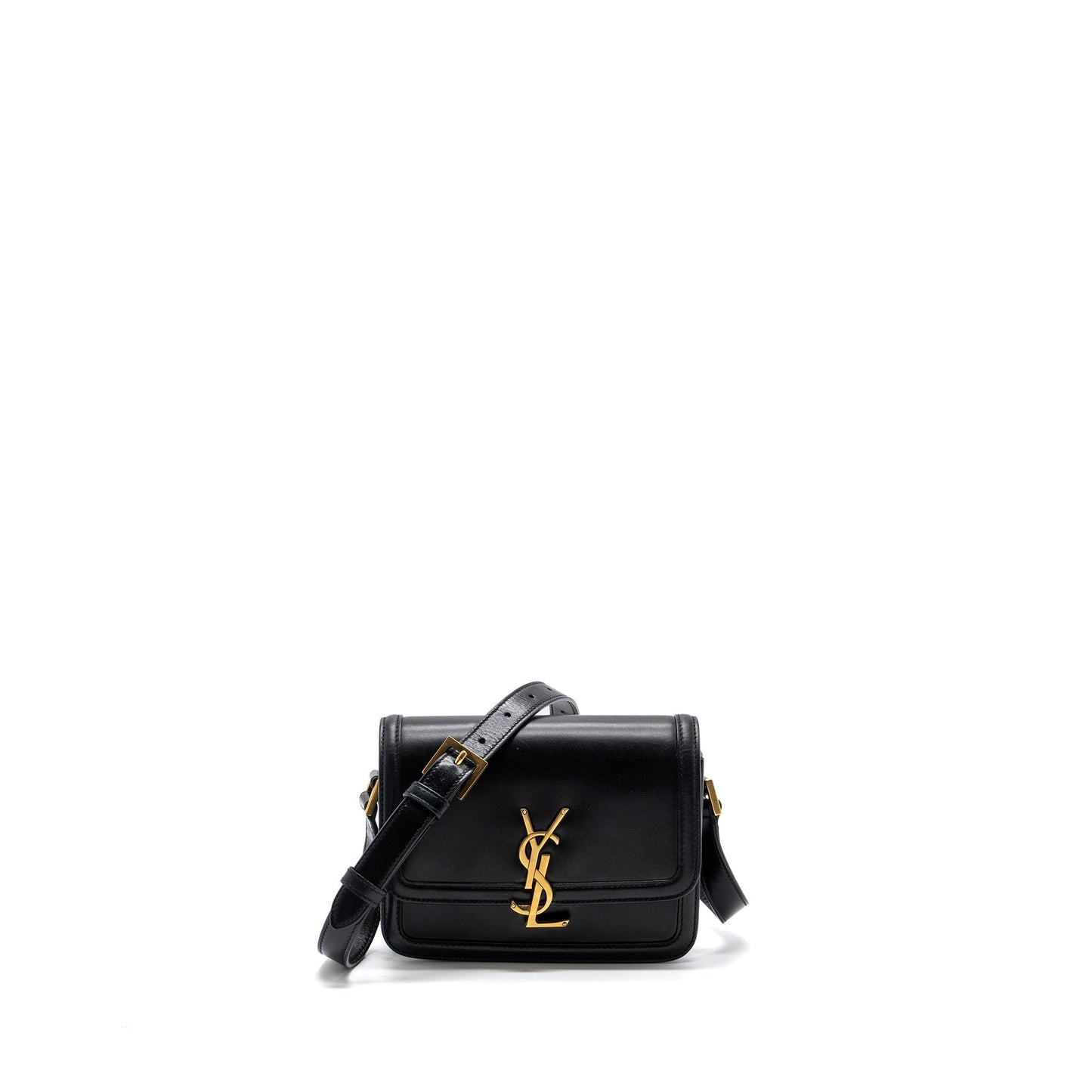 Saint Laurent Small Solferino Satchel Crossbody Purse Box Calfskin Black