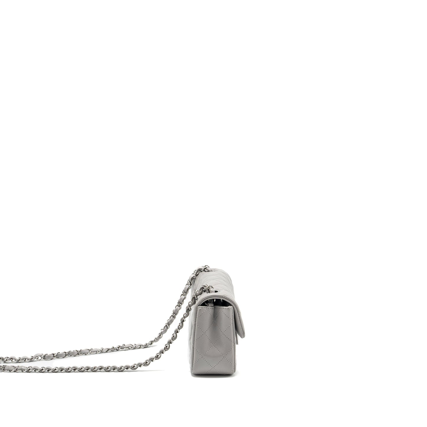 Chanel Mini Rectangular Flap Bag Lambskin Light Grey (Microchip)