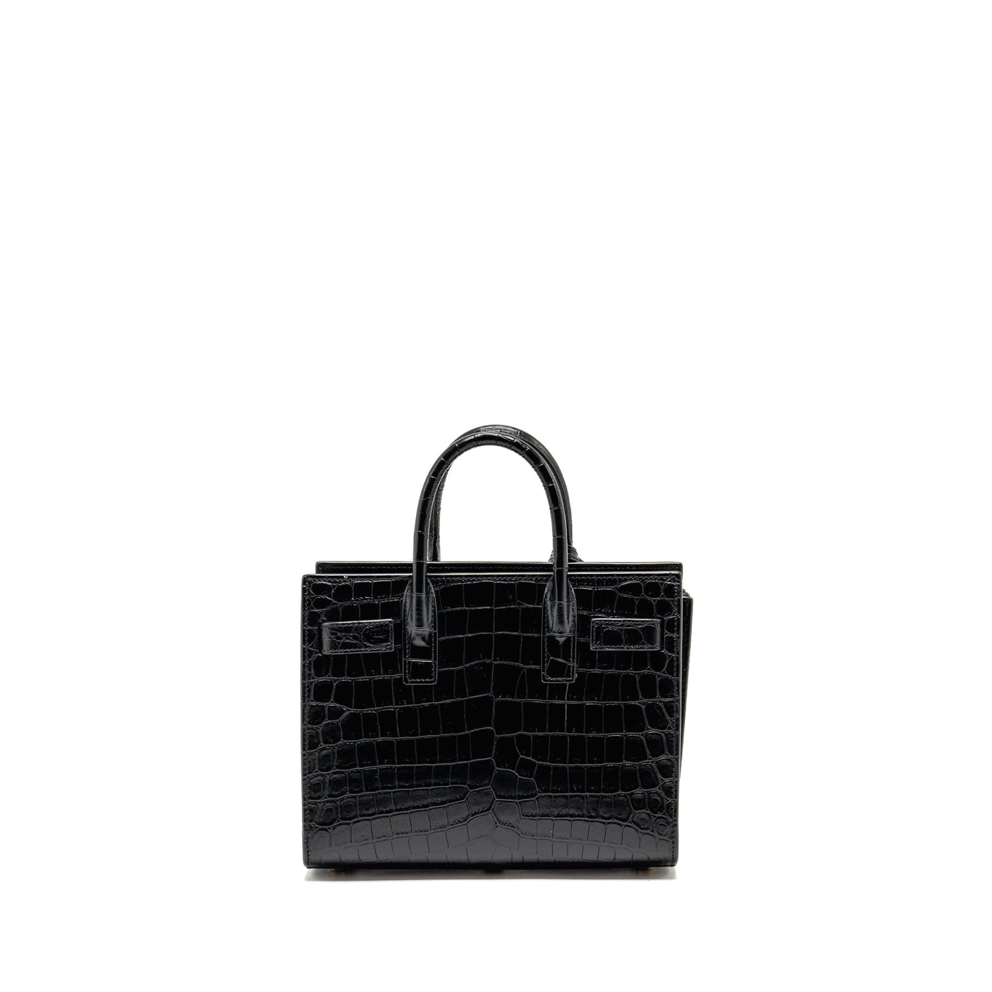 Saint Laurent/ Nano Sac de Jour Crocodile-Embossed Calfskin Black