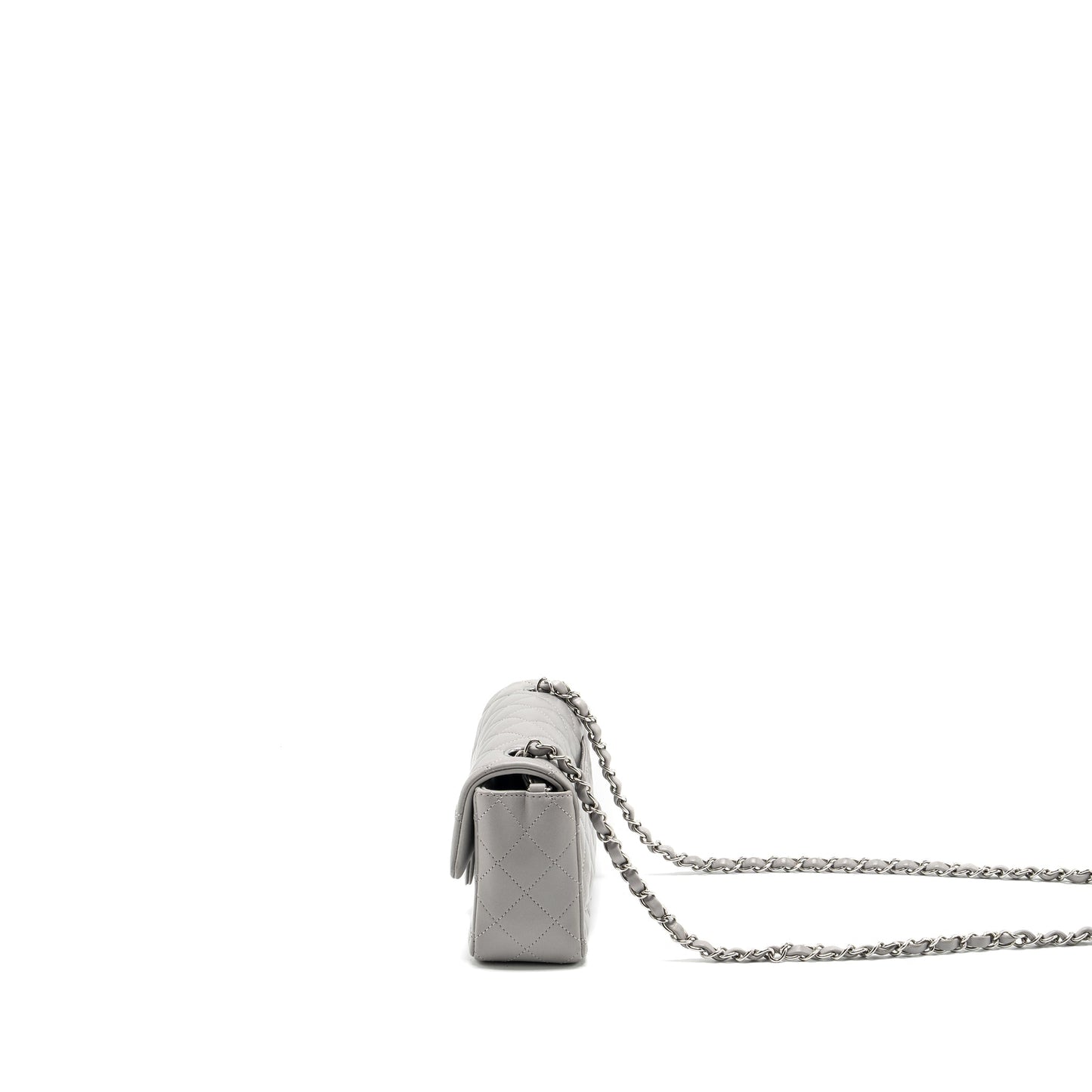 Chanel Mini Rectangular Flap Bag Lambskin Light Grey (Microchip)