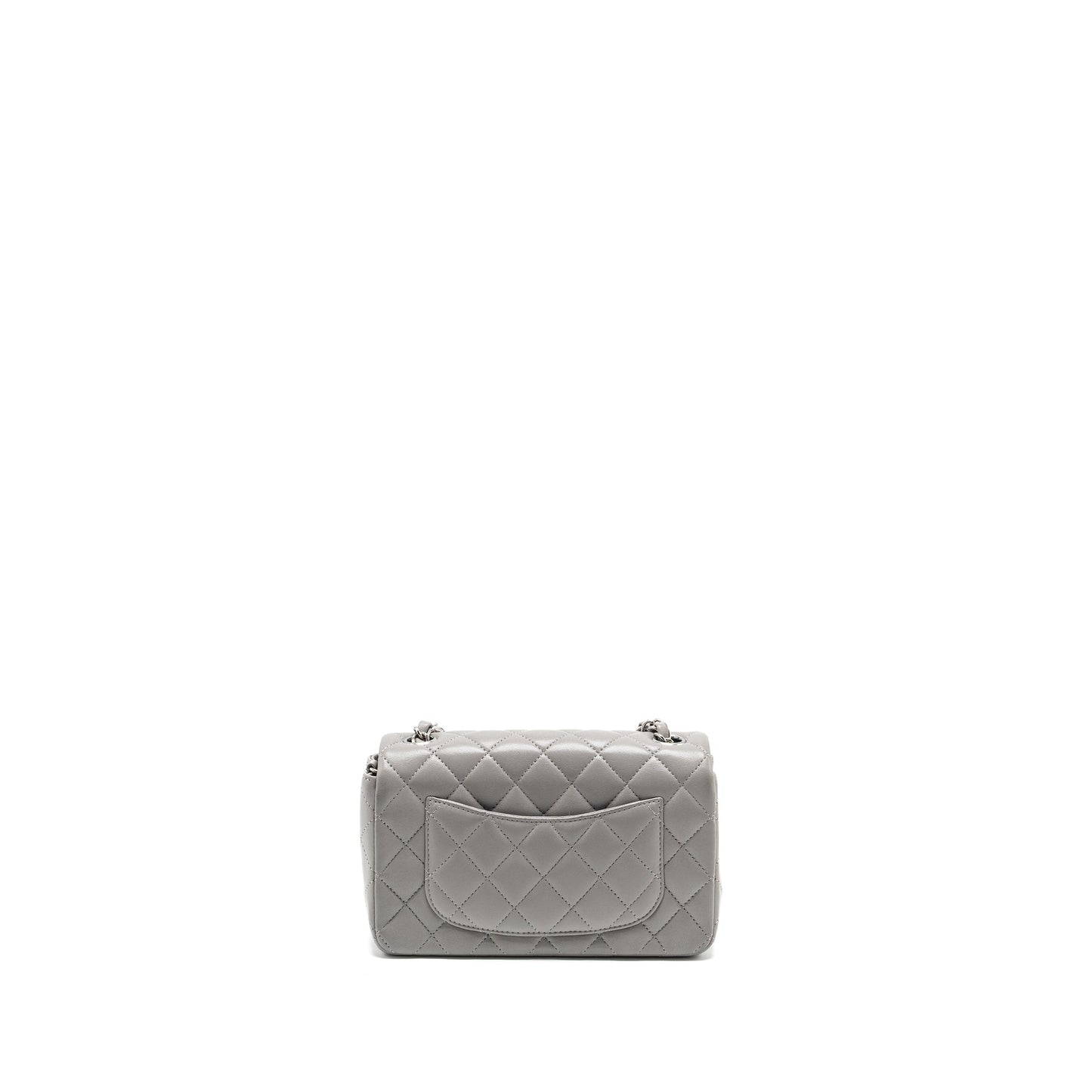 Chanel Mini Rectangular Flap Bag Lambskin Light Grey (Microchip)