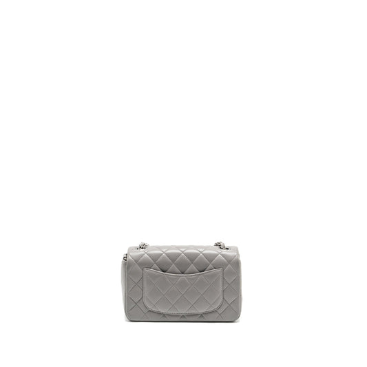 Chanel Mini Rectangular Flap Bag Lambskin Light Grey (Microchip)