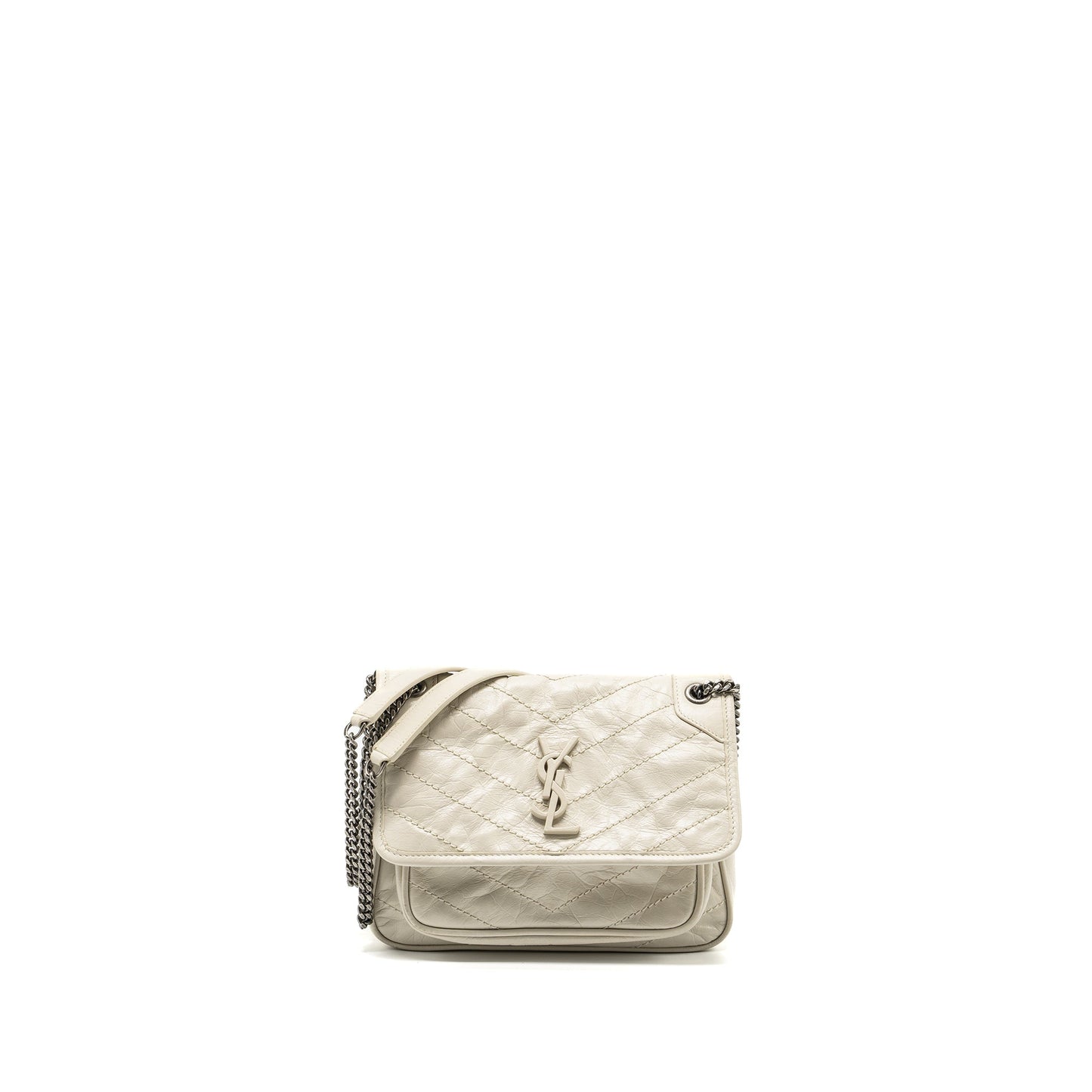 Saint Laurent/ Niki Baby Flap Purse Calfskin White