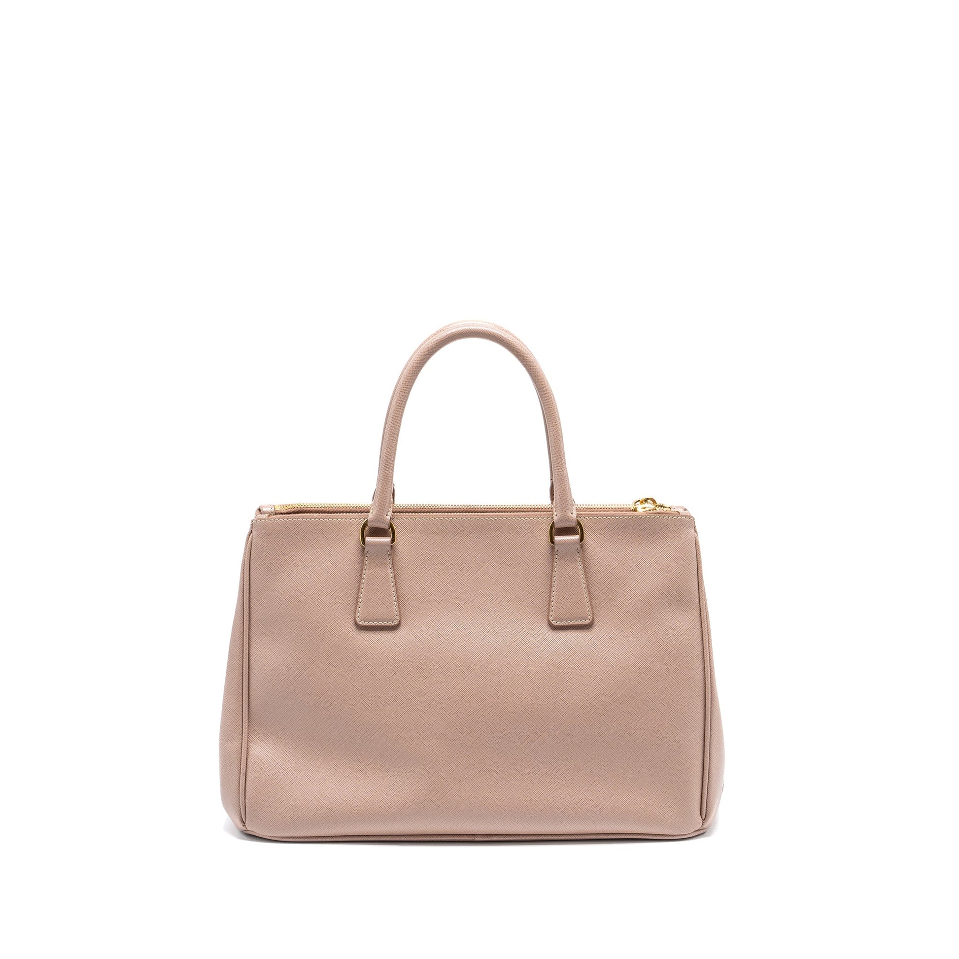 PRADA FUOCO SAFFIANO LEATHER MEDIUM DOUBLE LIGHT