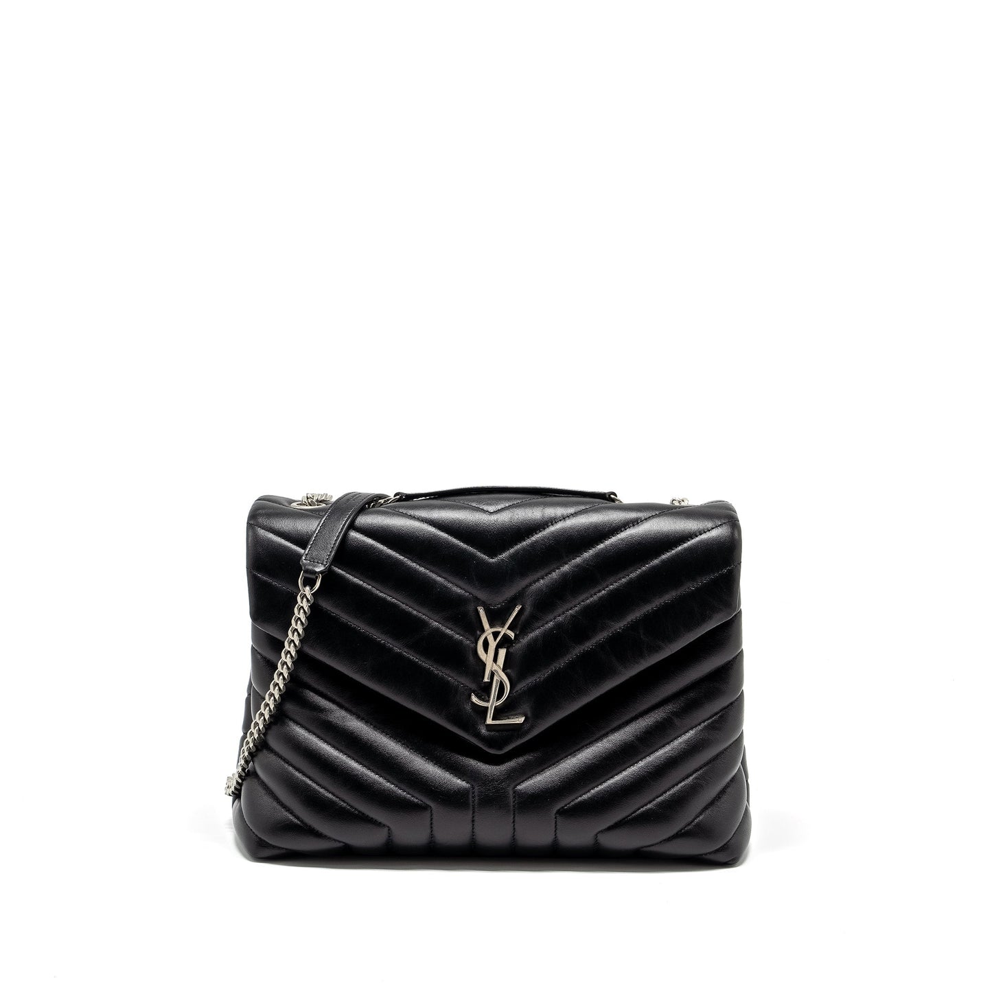 Saint Laurent / Medium Lou Lou Purse Calfskin Black Ruthenium Hardware