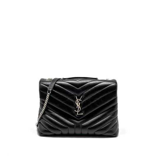 Saint Laurent / Medium Lou Lou Purse Calfskin Black Ruthenium Hardware