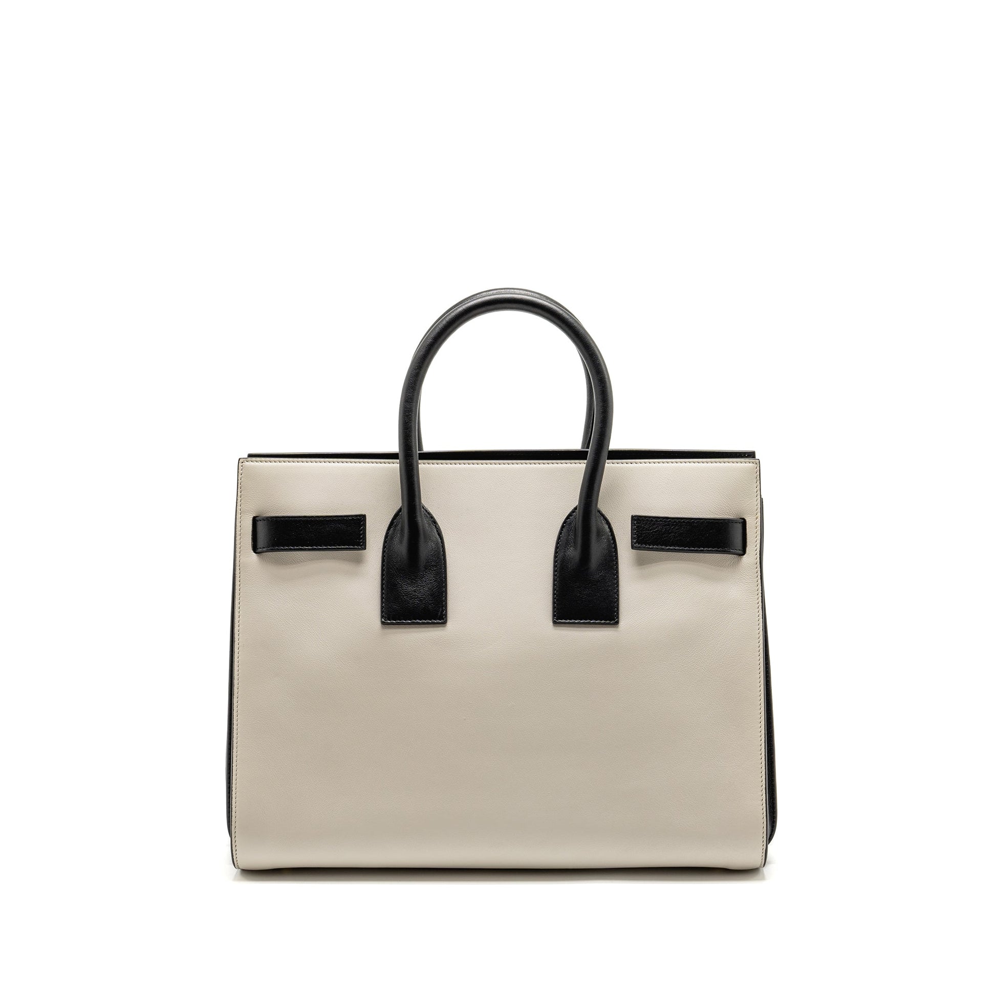 Saint Laurent / Small Sac de Jour Tote Purse Calfskin White / Black