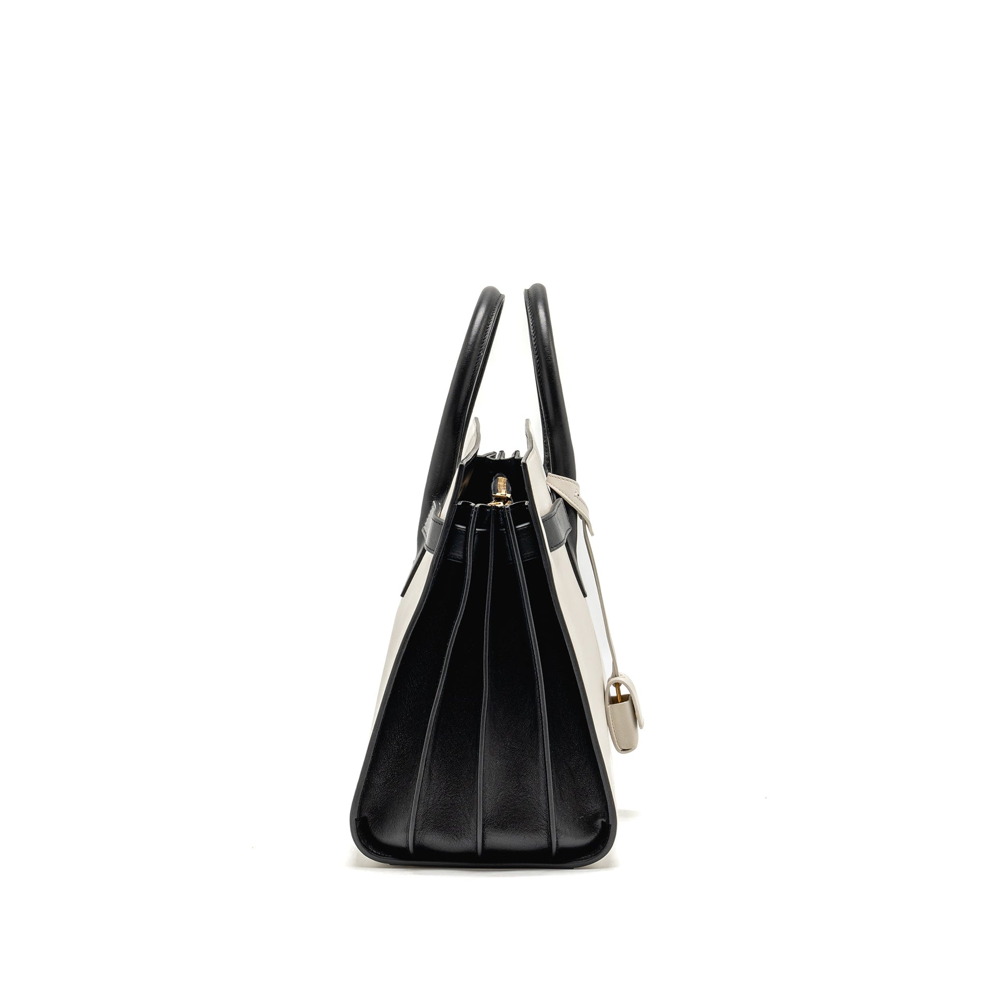 Saint Laurent / Small Sac de Jour Tote Purse Calfskin White / Black