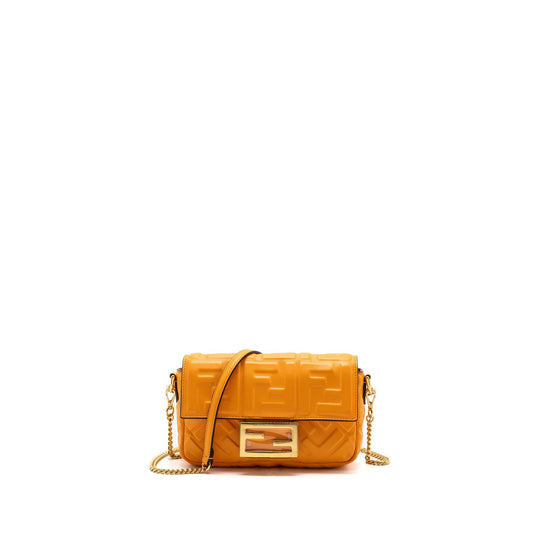 Fendi mini baguette Purse Nappa lambskin orange