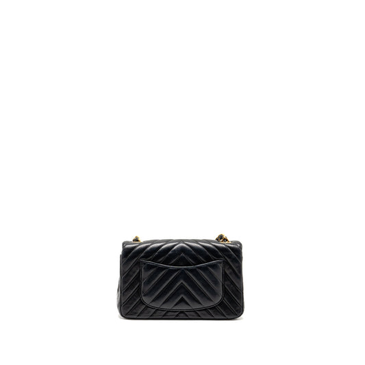 Chanel Mini Rectangular Flap Bag Chevron Lambskin Black