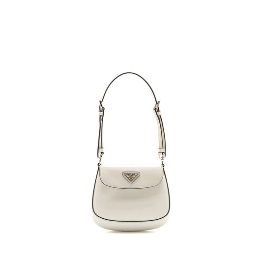 Prada Mini Cleo Mini Purse Brushed Leather White