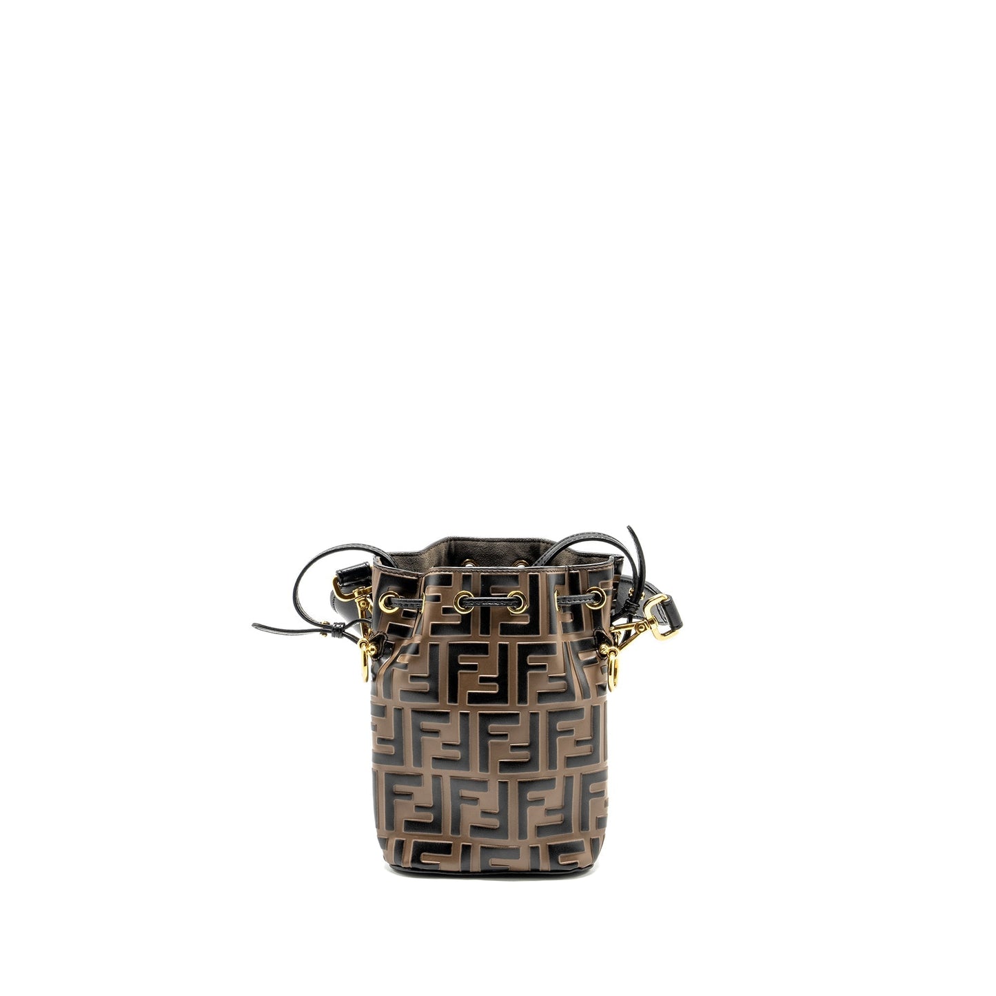 Fendi Mini Mon Tresor Bucket Purse Calfskin Brown/Black