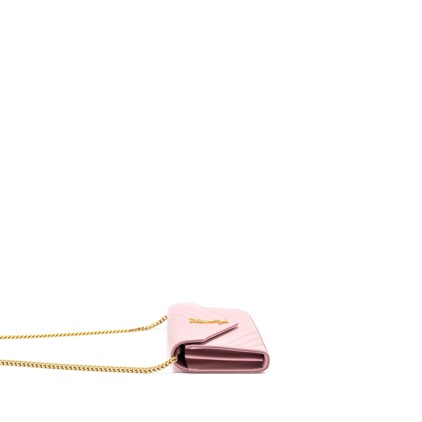 Saint Laurent / Cassandre Matelasse Wallet on Chain Grained Calfskin PInk