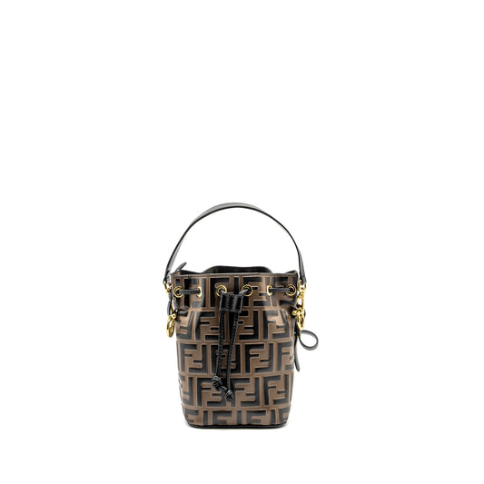 Fendi Mini Mon Tresor Bucket Purse Calfskin Brown/Black