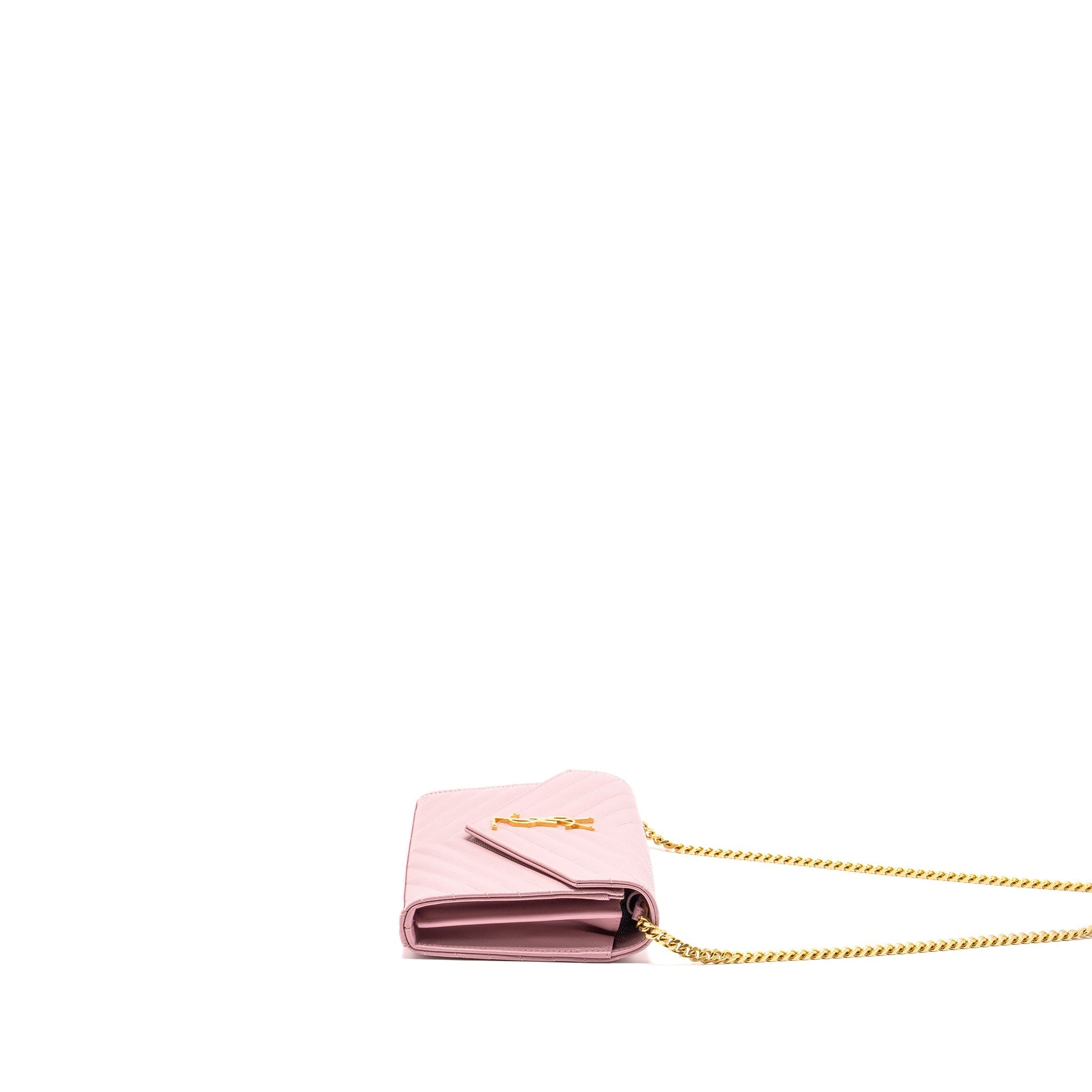 Saint Laurent / Cassandre Matelasse Wallet on Chain Grained Calfskin PInk