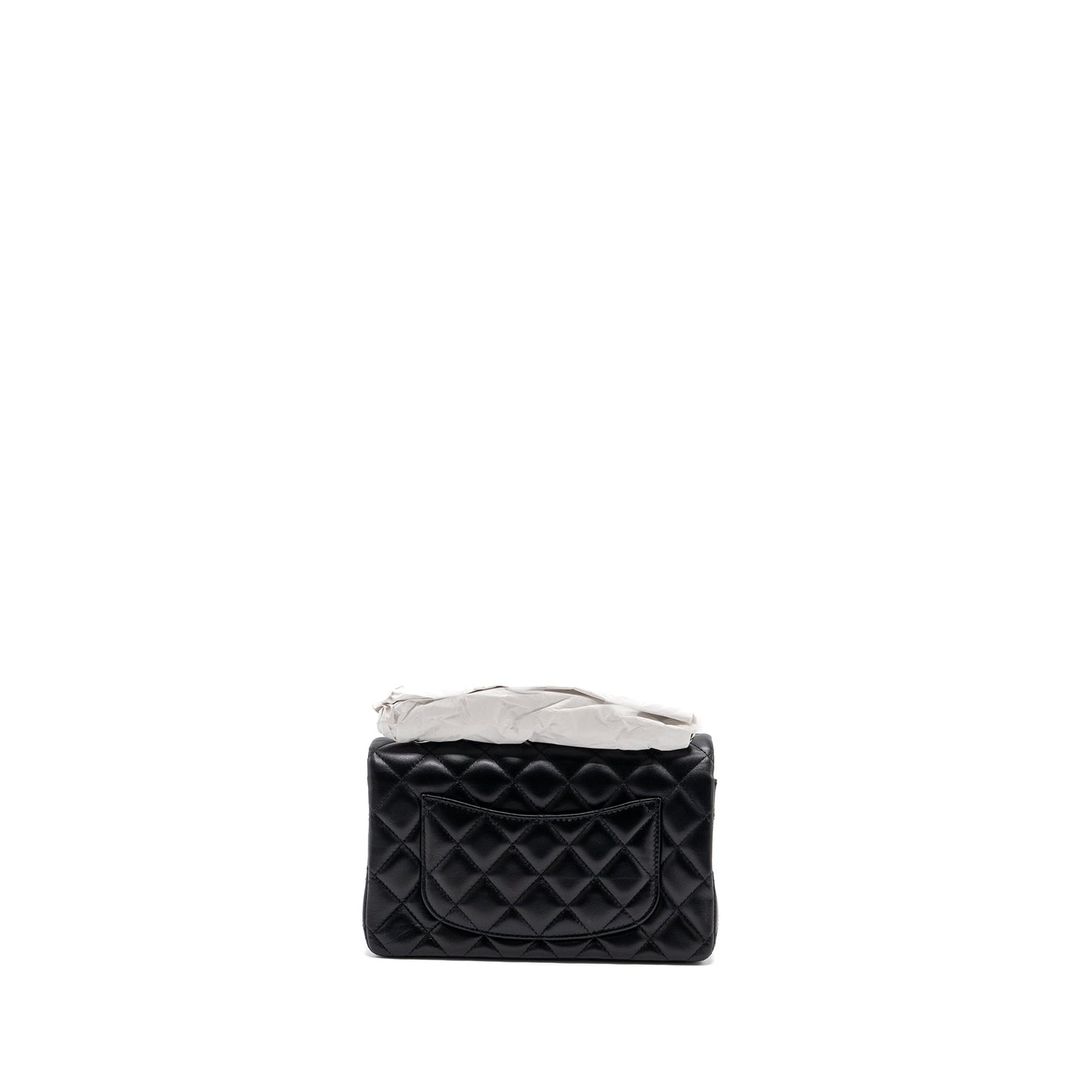 Chanel mini rectangular flap bag lambskin black with  (microchip)