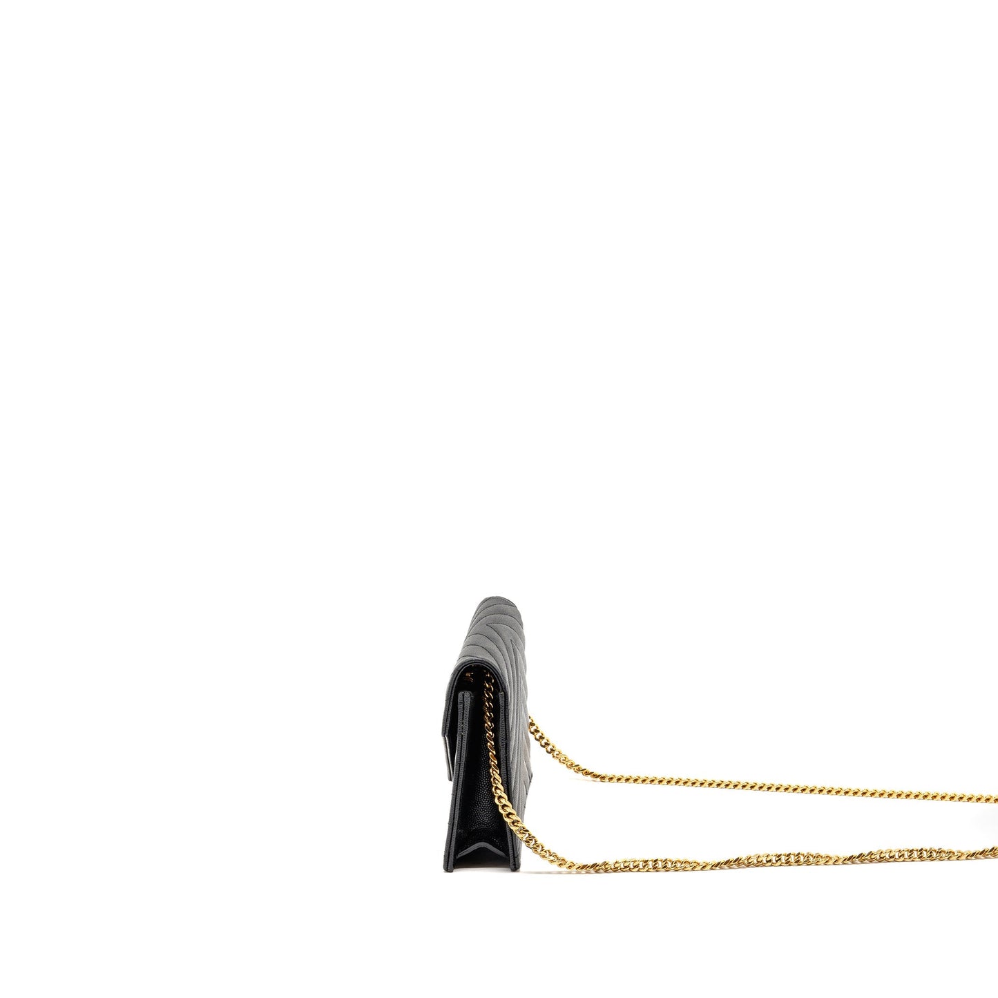 Saint Laurent/ Envelope Chain Wallet Grained Calfskin Black