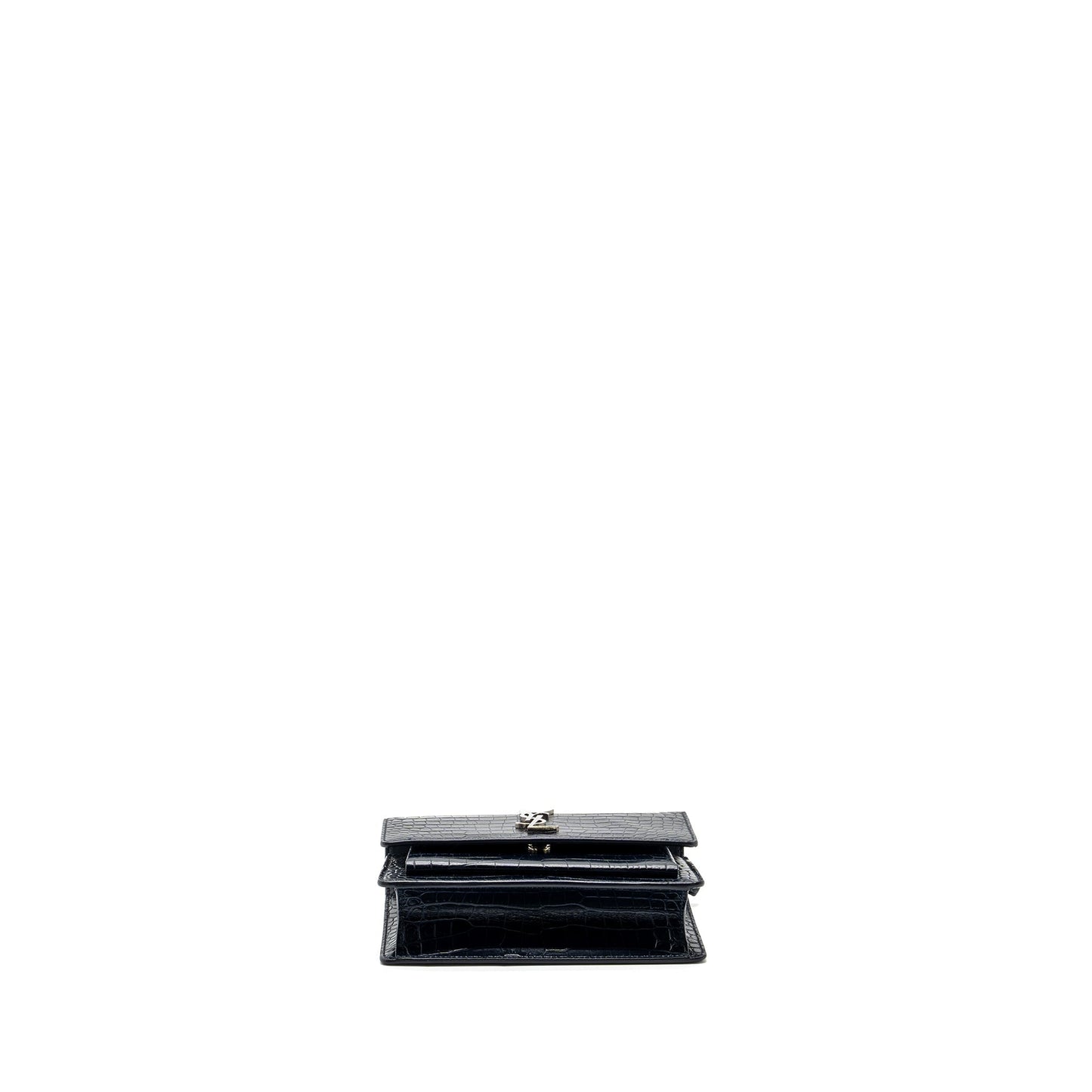 Saint Laurent/ Mini Sunset Purse Crocodile-Embossed Calfskin Navy