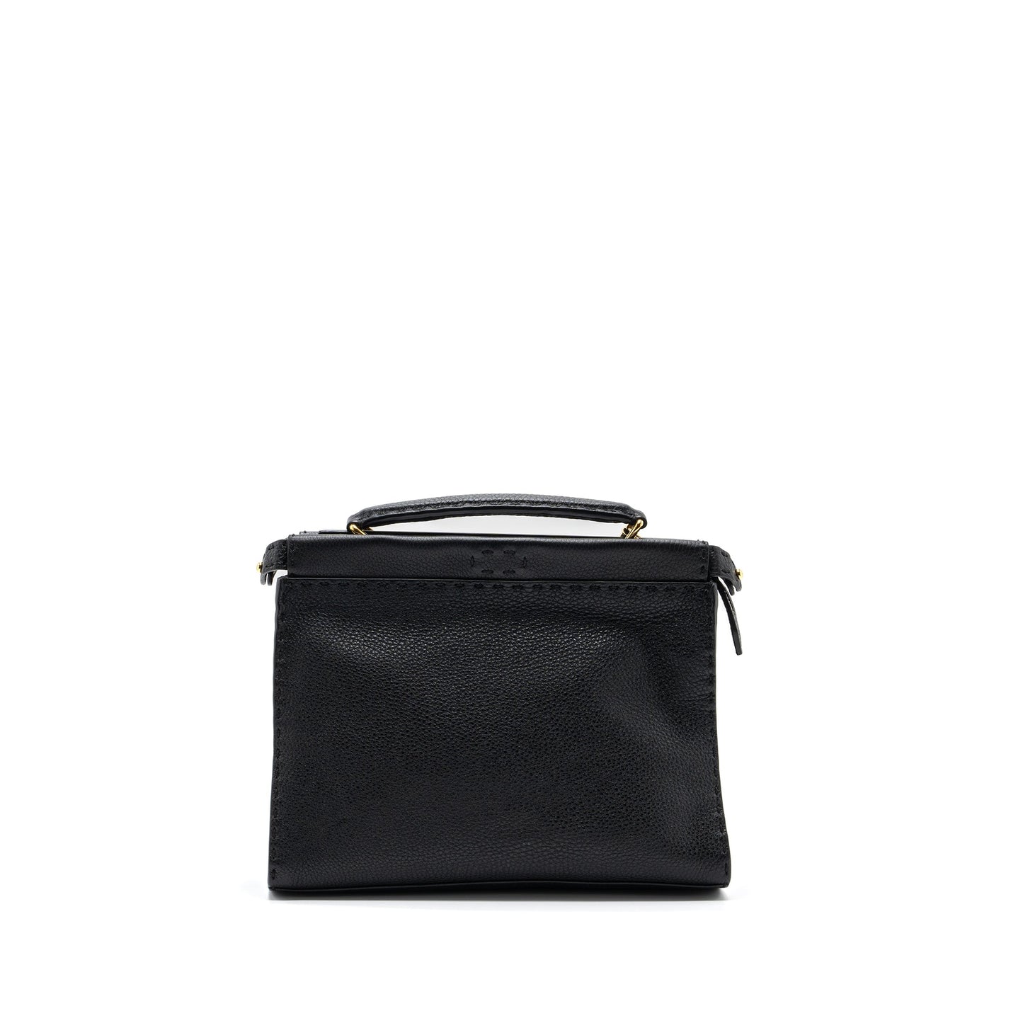 Fendi Peekaboo Fit Mini Selleria Purse with topstiching Leather Black
