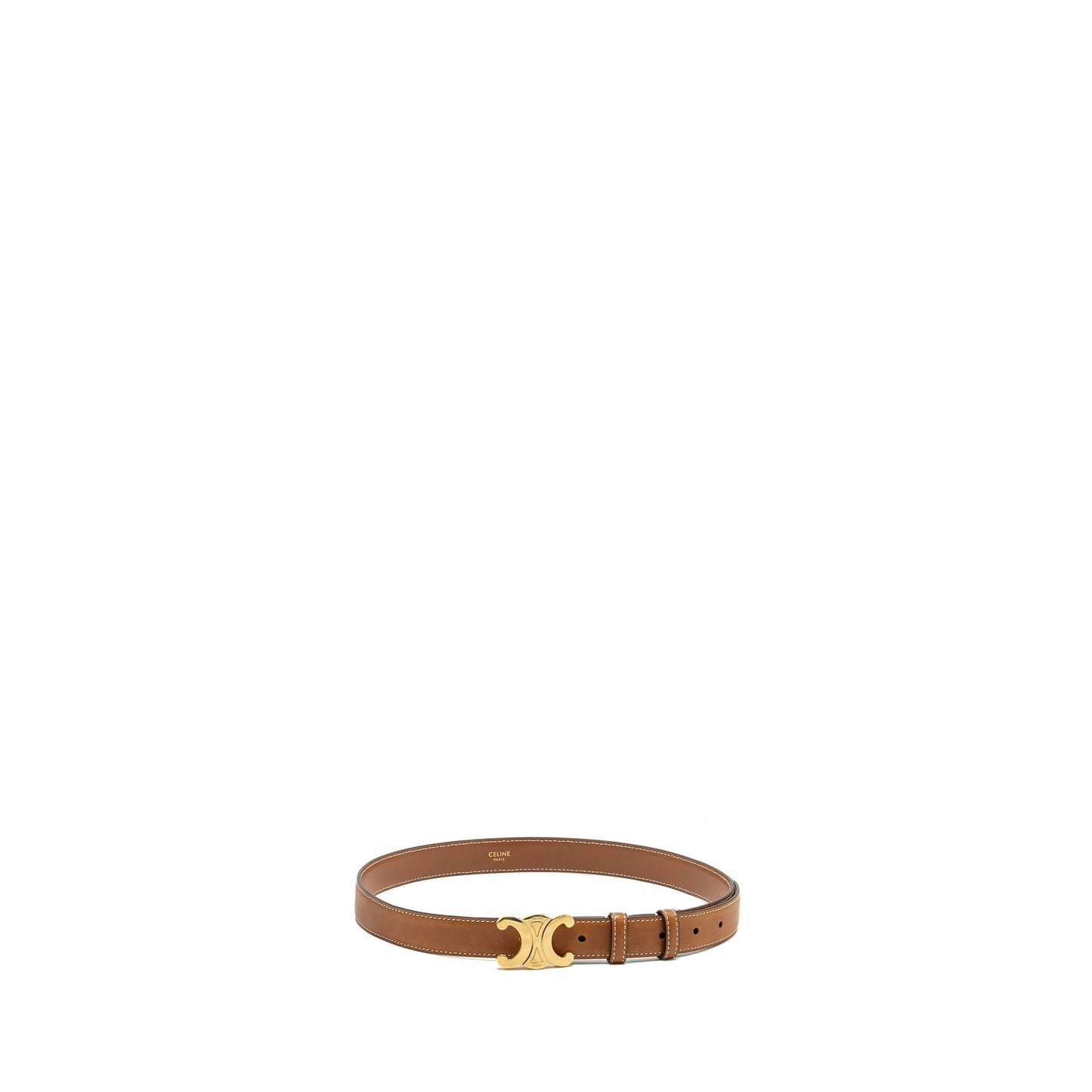 Celine size SMALL TRIOMPHE BELT IN NATURAL CALFSKIN TAN GHW