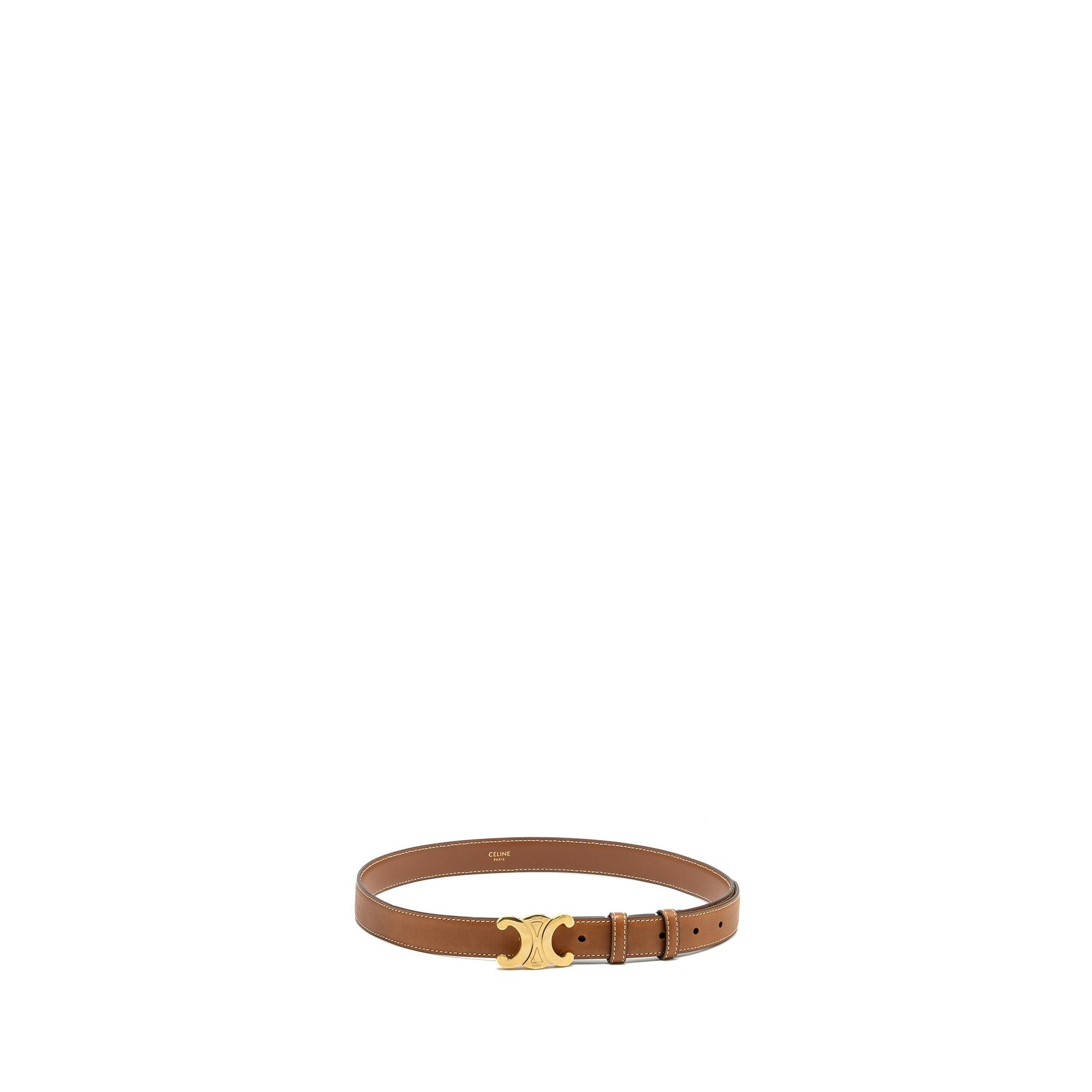 Celine size SMALL TRIOMPHE BELT IN NATURAL CALFSKIN TAN GHW