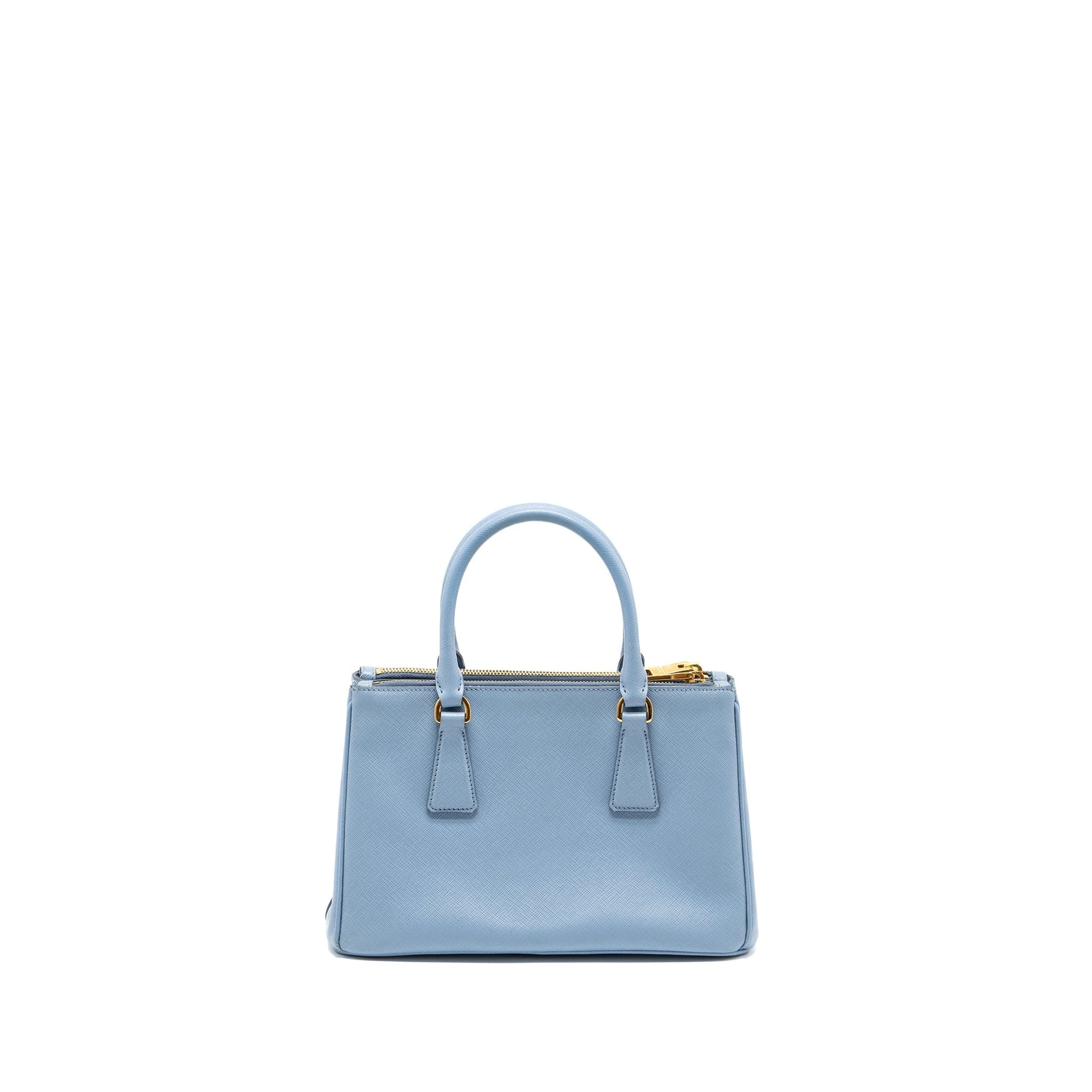 Prada Small Saffiano Tote Purse Calfskin Light Blue