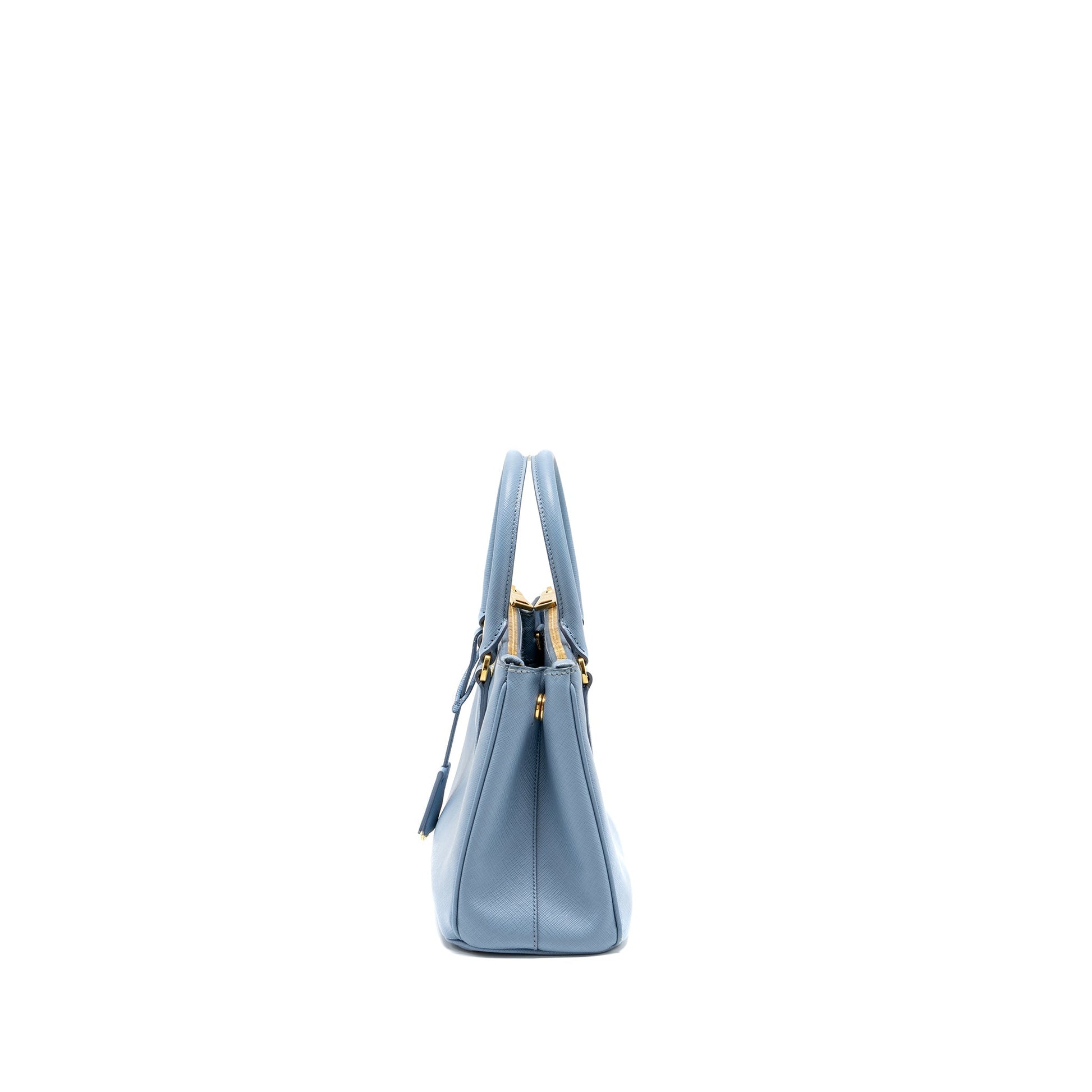 Prada Small Saffiano Tote Purse Calfskin Light Blue
