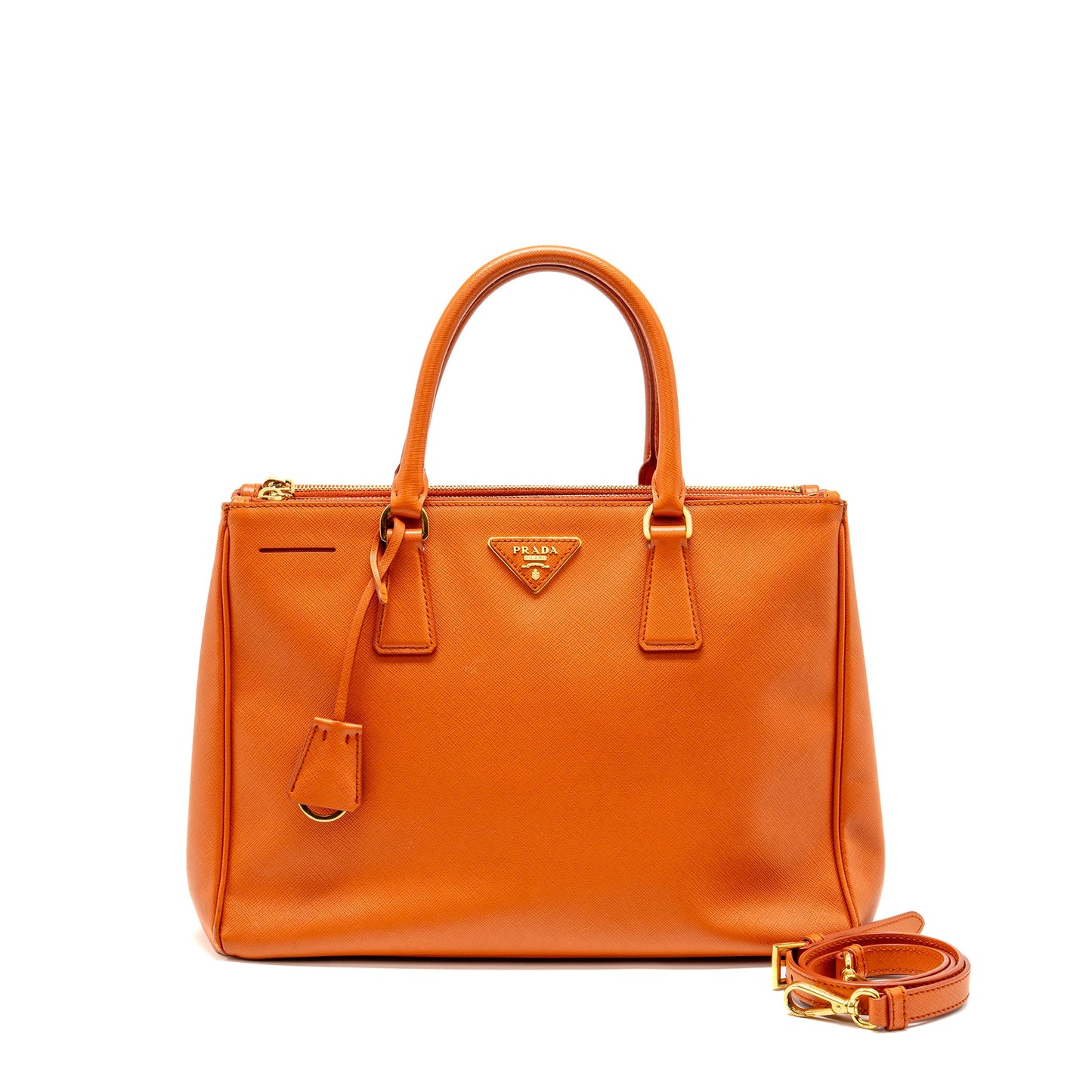 PRADA Large Saffiano Tote Purse Leather Orange